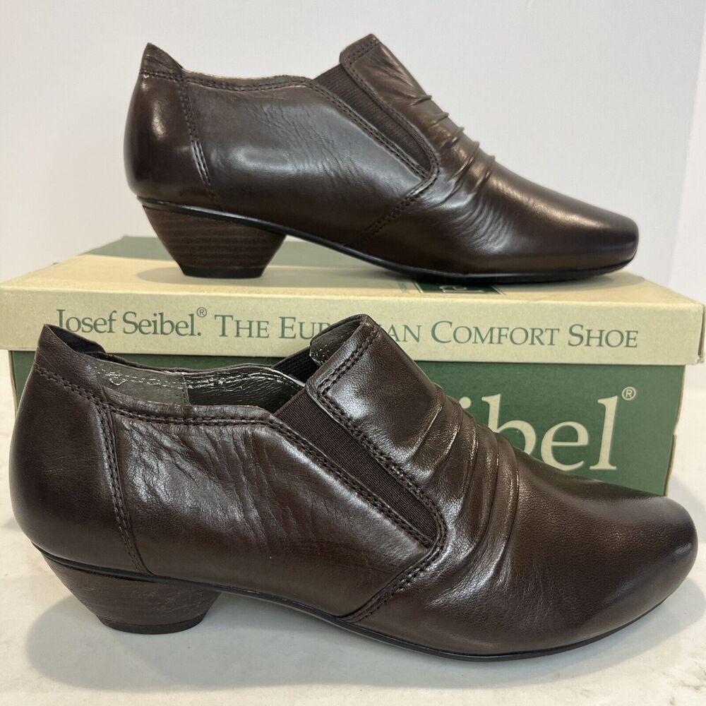 Josef Seibel Womens NEW Brown EU36 5-5.5 Tina Slip On Comfort Cuban Heel Leather